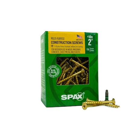 Spax #10 x 2 in Interior Wood Screws Construction Flat Head T-Star Plus, 107PK 4191020500504