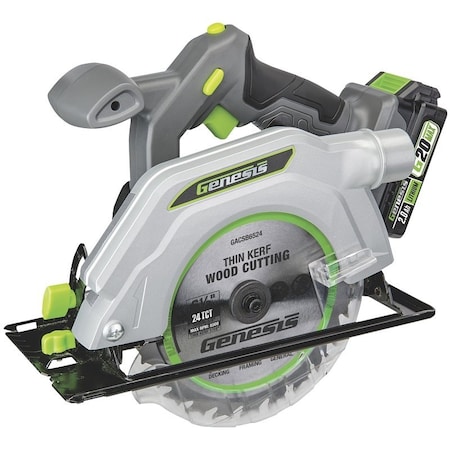 Richpower Genesis G20 Max Circular Saw, Battery Included, 20 V, 2 Ah, 6-1/2 in Dia Blade, 5/8 in Arbor GLCS2065B