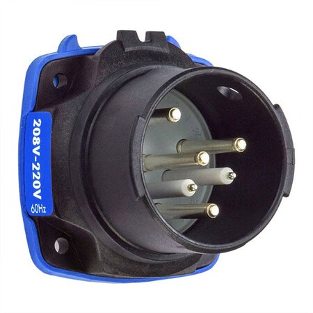 Meltric DXN30 INLET POLY BLACK SIZE 2 IP 66/67 3P+G 30 A 208 VAC 60 Hz +2 AUX 22-38163-972