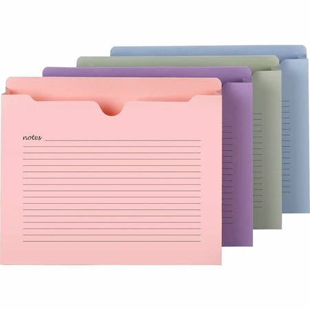 Smead Notes File Jackets, Straight Tab, 2in Expansion, Letter Size, Assorted Colors, 12PK 75695