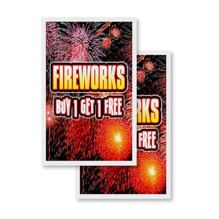 Signmission Fireworks Buy Get Free, Vinyl Decals Only 24 Inch x 36 Inch, Vinyl Decal, 2PK DSB-2436-2PACK-FireworksBuy1Get1Free