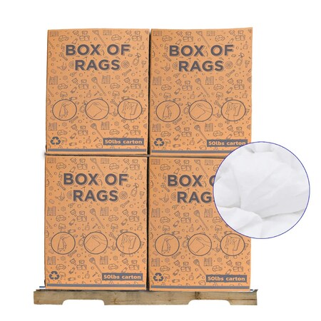 Supremeplus New White Knit T-Shirt Cleaning Rags, 600 lbs. Pallet, 50x 12 lbs. Boxes, 12PK SP-5413