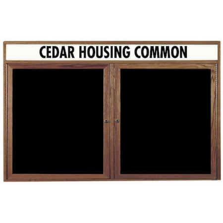 Aarco Enclosed Changeable Letter Board in Black Felt w/ Red Oak Frame Walnut Stained, 36''Hx60''W WDC3660H