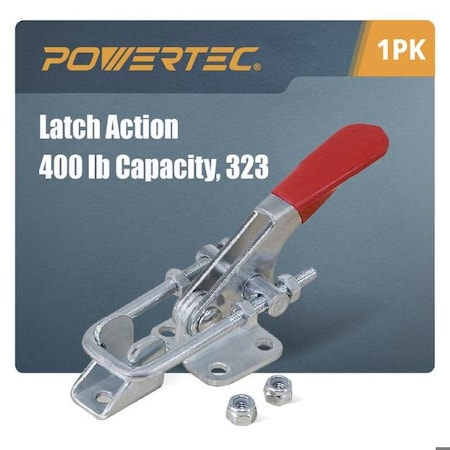 Powertec Toggle Clamp, 400 lbs Cap., 323 Adj. U Bolt Latch, Antislip Hand Grip 20310N