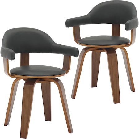 Leisuremod Brivo Swivel Dining Chair with 360-Degree Leather Armchair & Poplar Wood Legs, 2PK BC22BL2