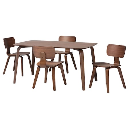 Baxton Studio Billie Wood 5-Piece Dining Set, Mid-Century Style Set for Dining Room or Kitchen 268-14655-14656-ZORO