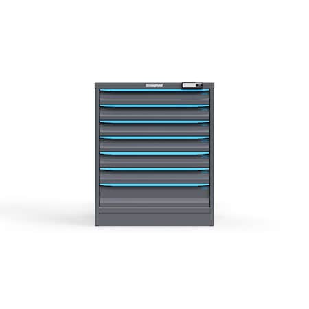 Strong Hold 7 drawer cabinet - (6x 3ft, 1x 5ft) - Blue accents - Electronic Lock S3036-PPRAS-0703FS