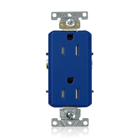 Leviton Decora Plus Duplex 15A 125V TR Blue TDR15-BU