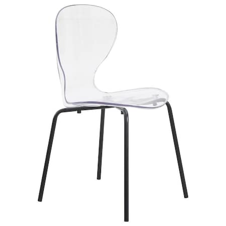 Leisuremod Modern Oyster Transparent Side Dining Side Chair with Black Base in Clear OCB-17CL