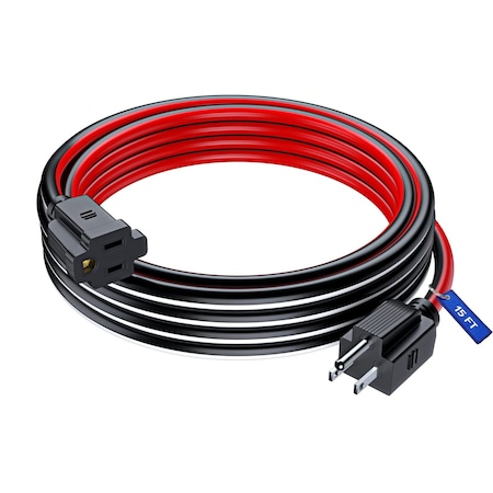 Maximm 15ft 16AWG SJTW Extension Cord, Black/White/Red C-BK-WH-RD_PI-BK-15FT
