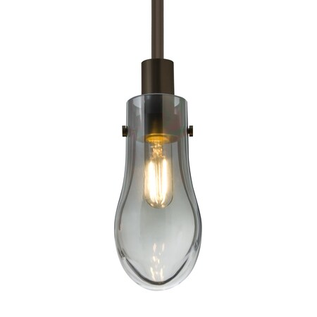 Besa Lighting Wish Stem Pendant, Smoke/Clear, Bronze Finish, 1x3W LED Edison 1TT-WISHSM-EDIL-BR