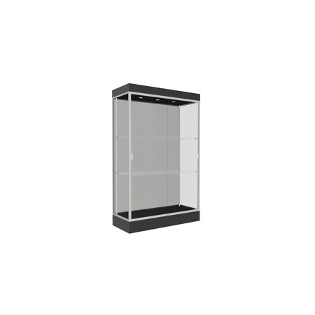Ghent Lighted Floor Display Case 48x76x20, 6" Base, Satin 92LFHB-SN-BLK