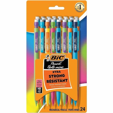 Bic Mechanical Pencil With Pocket Clip, 0.9mm, Assorted Barrels, 24/Pack MPLWP241