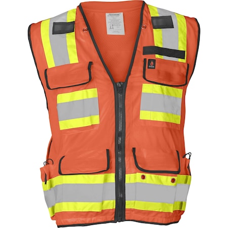 Ironwear Flame-Retardant Safety Vest Class 2 w/ Zipper & Radio Clips, Orange/3X-Large 1278FR-OZ-RD-3XL