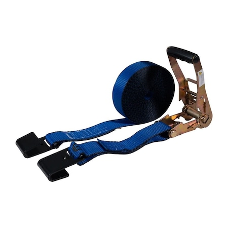 Mytee Products Ratchet Tie-Down Straps w/ Flat Hooks, 2inx30ft Ratchet Straps Blue, 10,000 lbs BS RS230B
