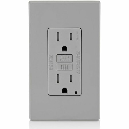 Leviton Self-Test GFCI Receptacle, Tamper Resistant Duplex, 15 Amp, 125 Volt, 5-15R NEMA GFTR1-GY
