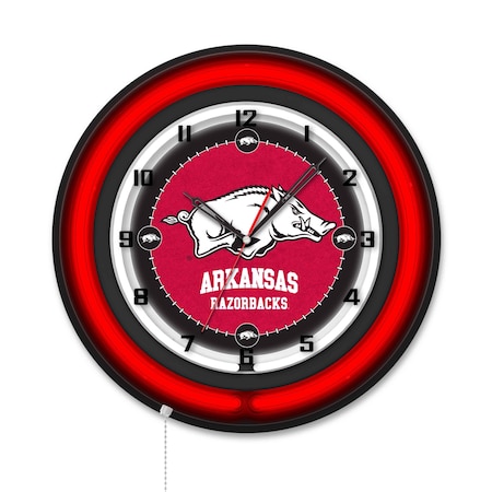 Holland Bar Stool University of Arkansas 19 Double Neon Wall Clock Clk19BK