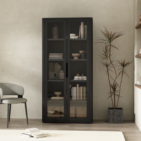 Manhattan Comfort Rivington 38in Bookcase Cabinet in Black BC005-BK
