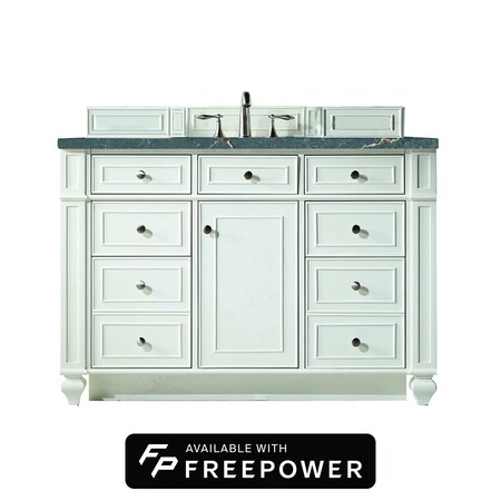 James Martin Vanities 48" S Vanity, Bright White w/Parisien Bleu Top w/FreePower Wireless Charger 157-V48-BW-FPBL