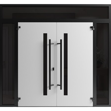 Vdomdoors Front Exterior Prehung Aluminum Double Doors Ronex0162 Red Oak 2 Sidelights and Top Transom RONEX0162DEXD-RED-W16+72+16xH80+12-LH-O
