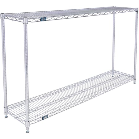 Global Industrial Nexel 2 Shelf, Stainless Steel Wire Shelving Unit, Starter, 60"W x 14"D x 34"H B3149586