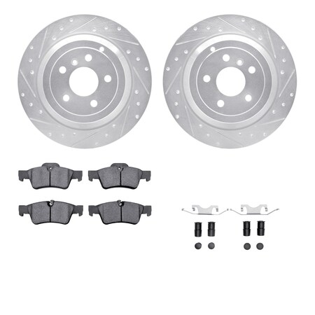 Dynamic Friction Co DFC Rotors-Drilled & Slotted-Silver w/ EURO 5000 Ceramic Brake Pads Incl Hdw 7612-63081