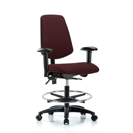 Blue Ridge Ergonomics Fab Med Bench Chair, Bk, CF, Cast, Bur, 6-Way Adjustable, 22" to 29" Height, Burgundy BR-FMBCH-MB-RG-T0-A1-CF-RC-F41