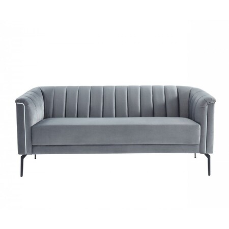 Homeroots 76" Gray Sofa With Silver Legs 480906