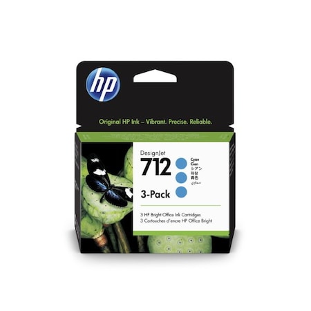 Hp 712 (3ED77A) DesignJet T210, T230, T250, T650 Series Cyan Original Ink Cartridge 3-Pack 3ED77A