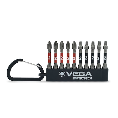 Vega Impactech Phillips #2 + Square #2 Carabiner Set - 10pc T150P2R2CS10
