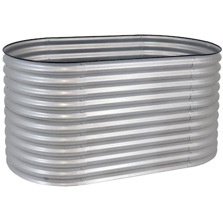 Homeroots 32in X 63in Silver Metal Oval Raised Garden Bed 668464