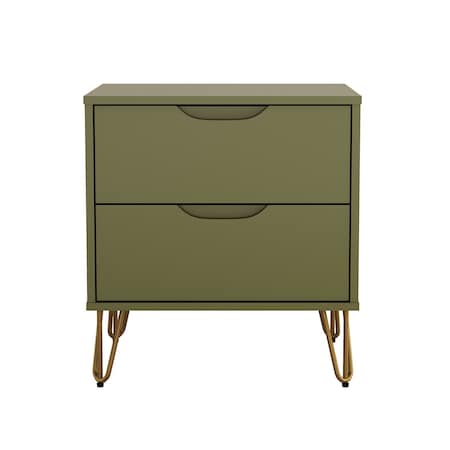 Manhattan Comfort Rockefeller 20" Nightstand in Olive Green, 2-Drawer 102GMC9