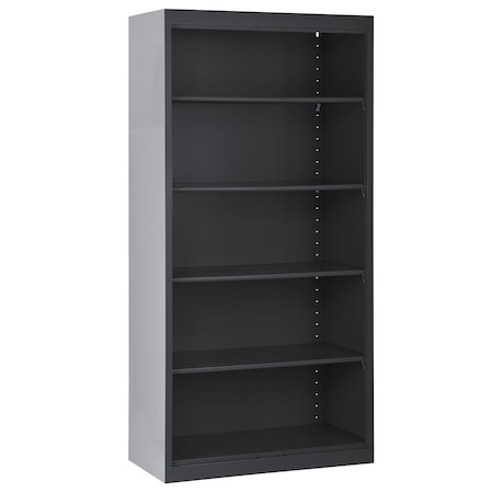 Atlantic Metal Bookcase, Steel, 5 Shelf, Black, 72HX36W BA40361872-09