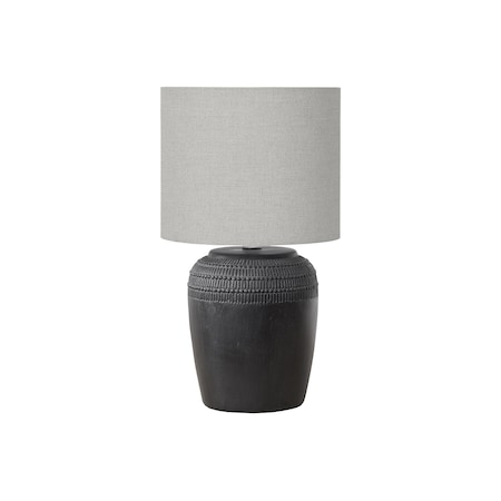 Monarch Specialties Lighting, 17"h, Table Lamp, Black Ceramic, Grey Shade, Contemporary I 9781