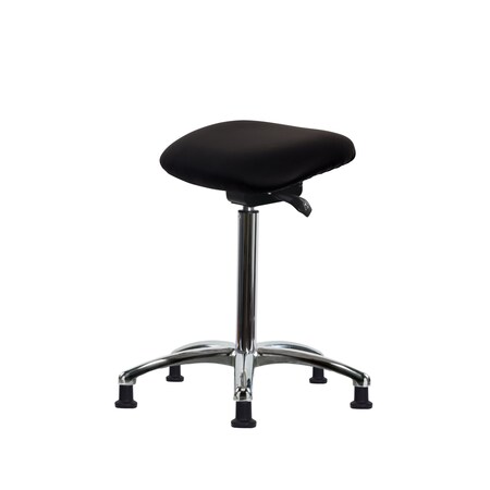 Blue Ridge Ergonomics Vinyl Sit-Stand Chrome - Standing Height with Stationary Glides in Black Trailblazer Vinyl VSTSS-CR-NF-RG-8540