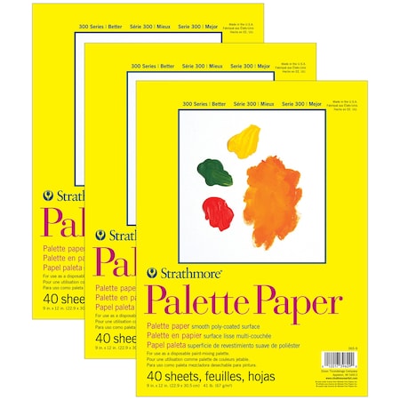 Strathmore 300 Series Palette Pad, Tape Binding, 40 Sheet, 9x12 inch, 3PK P365-9-03