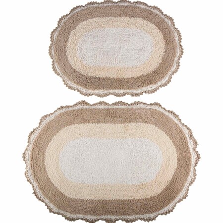 Lavish Home Reversible Bathroom Rug Set, Beige, 2-Pieces, 32 inx20 in/24 inx17 in ST-BATH7-OSB