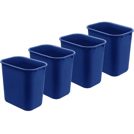 Acrimet Wastebasket, Deskside Bin, 6.75 Gallon/ 27 Quart/ 24 Liter (Plastic) (Blue Color), 4PK 577.4