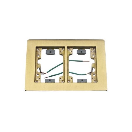 Hubbell 2-Gang Flat Flange with Grounding Wire, Rectangular, 6.00 in X 4.85 in, Brushed Brass SB3084W