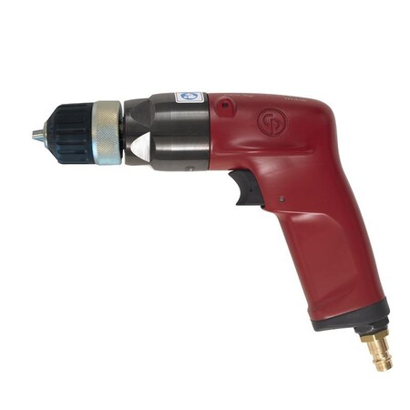Chicago Pneumatic Pneumatic Drill, 3/8 in Keyless Chuck, 1 hp, 29.8 to 35.2 cfm Air Flow, 90 psi, 8.3 in OAL 6151580120