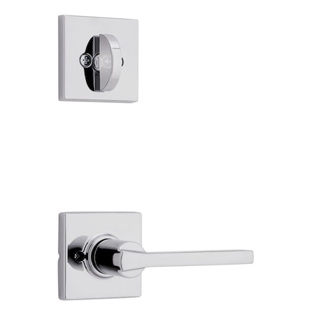 Kwikset Casey Lever Interior Single Cylinder Handleset Trim with Square Rose Bright Chrome Finish 966CSLSQT-26.UNIV