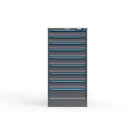 Strong Hold 9 drawer cabinet - (3x 4ft, 5x 5ft, 1x 8ft) - Blue accents - Electronic Lock S3060-PPRAS-0904FS