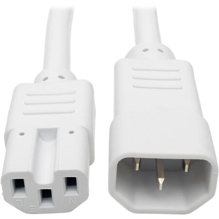 Eaton Tripp Lite Series Power Cord C14 to C15 - Heavy-Duty, 15A, 250V, 14 AWG, 3 ft. 0.91 m, White P018-003-AWH