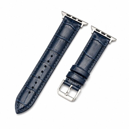 Elegani Alligator-Embossed Leather Watch Replacement Band Compatible with Apple Watch 42mm, Blue LSHQ-BLU-42mm
