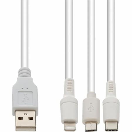 Add-On AddOn 1m USB-A 2.0 to Lightning, USB-C 3.1, Micro-USB 2.0 (B) Male to Male White Cable USB2LGTCM1MW