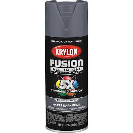 Krylon Fusion All-In One 12 Oz. Matte Spray Paint Dark Pearl K02937007