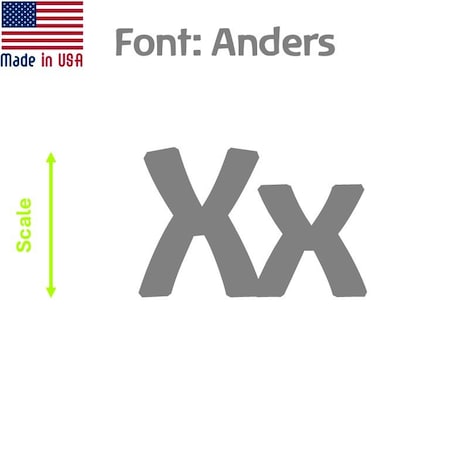 Aacc Self-Adhesive Vinyl Letter: X, Scale: 30 cm. Color: Gray Font: Anders by, 8PK AACC-Anders-UX-Gray-M30x8
