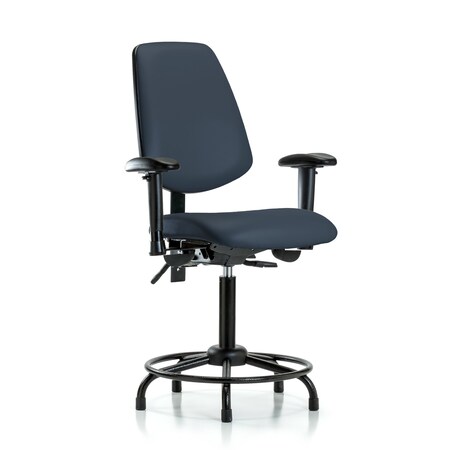 Blue Ridge Ergonomics Medium Bench Chair Adjustable Arms, 22" to 29" Height, Vinyl, Imperial Blue BR-VMBCH-MB-RT-T1-A1-RG-8582