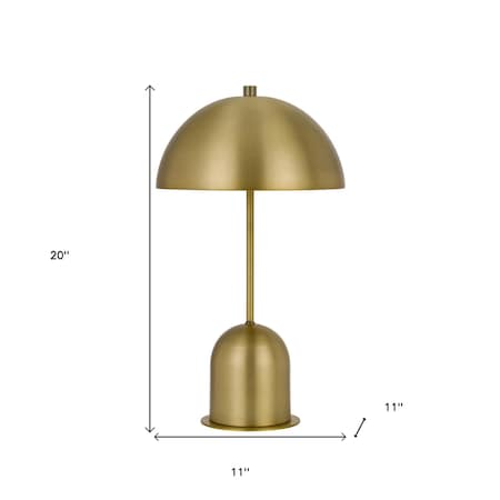 Homeroots 20" Antiqued Brass Metal Novelty Desk Lamp With Antiqued Brass Dome Shade 524709