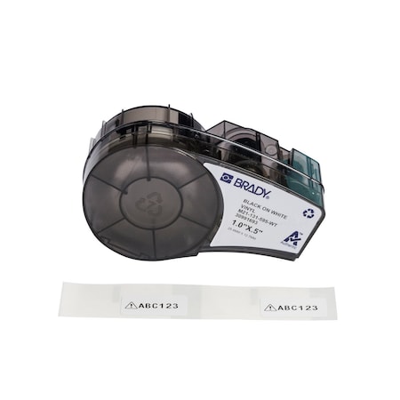 Brady All-Weather Permanent Adhesive Vinyl Labels 0.5 in H x 1 in W BK/WT RL/121 M21-131-595-WT